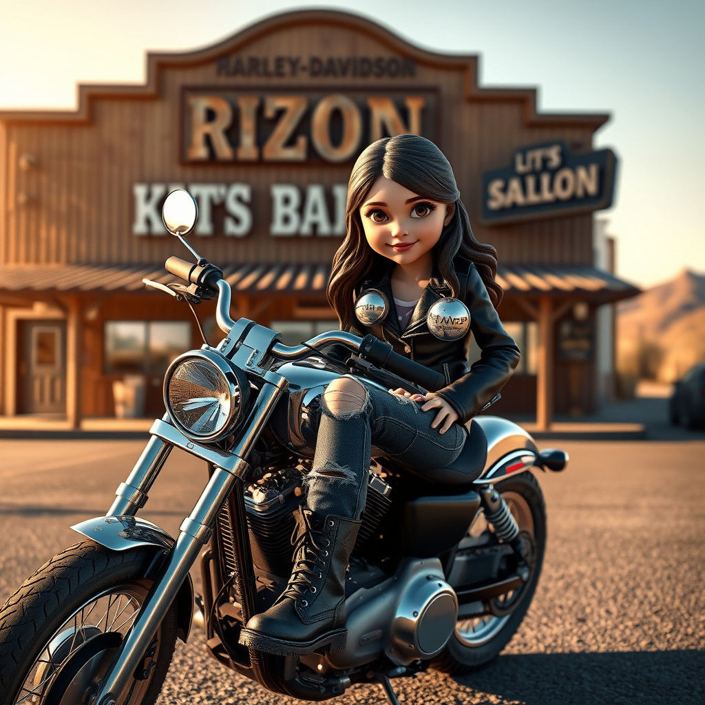 Girl on Harley-Davidson in Arizona Sunset