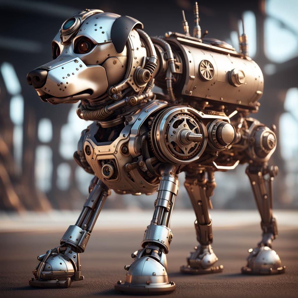 steam punk dog happy with new armour