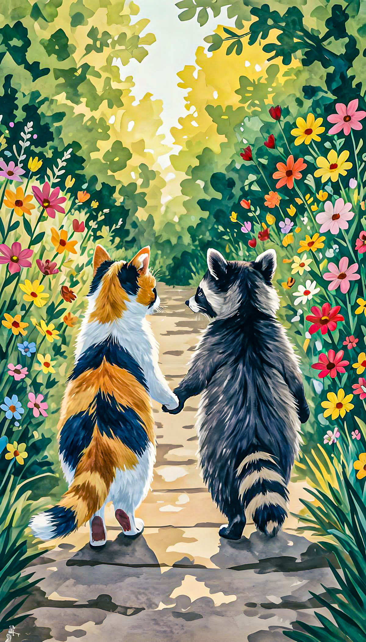 Friends: Calico and Raccoon
