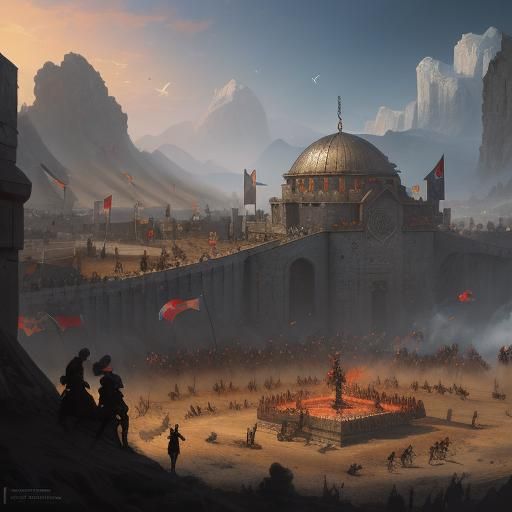 Split-screen showcasing the opposing forces - Ottoman army v...