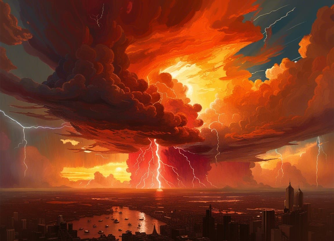 Thunderstorm at Sunset