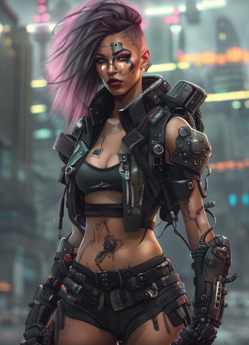 Cyberpunk future warrior girl - AI Generated Artwork - NightCafe Creator