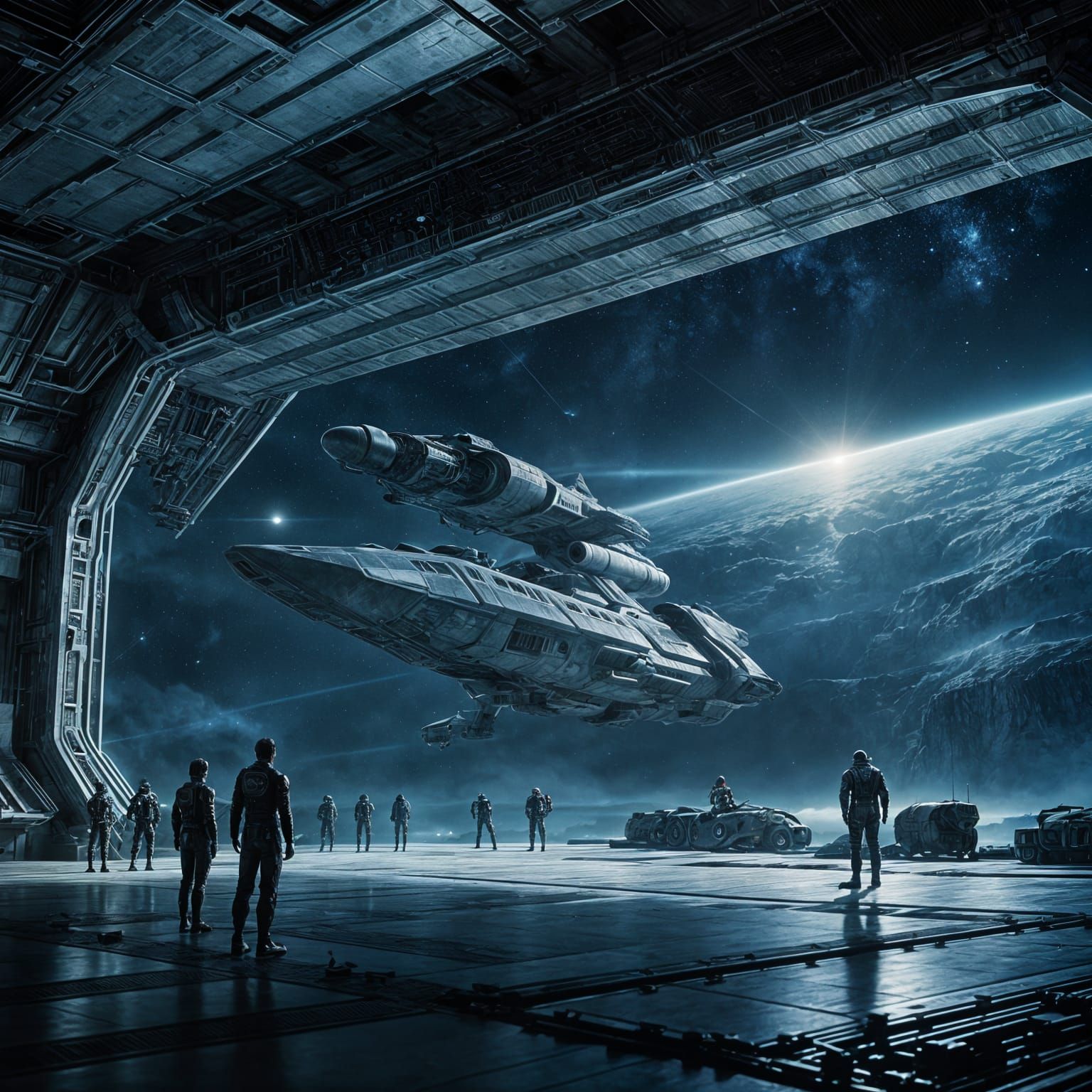 Launch Bay Departure  by @theArchairez