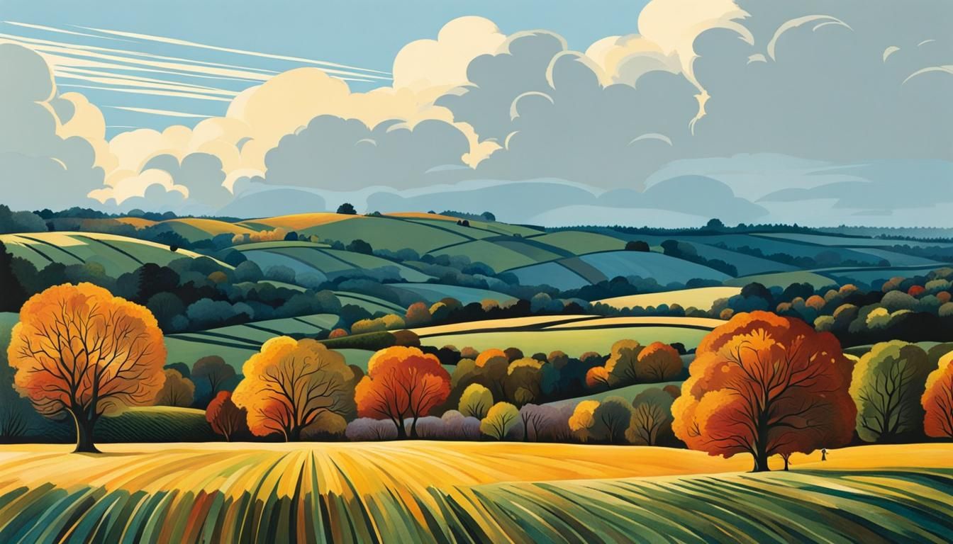 After a heavy rain shower, the sun comes out again and the autumn