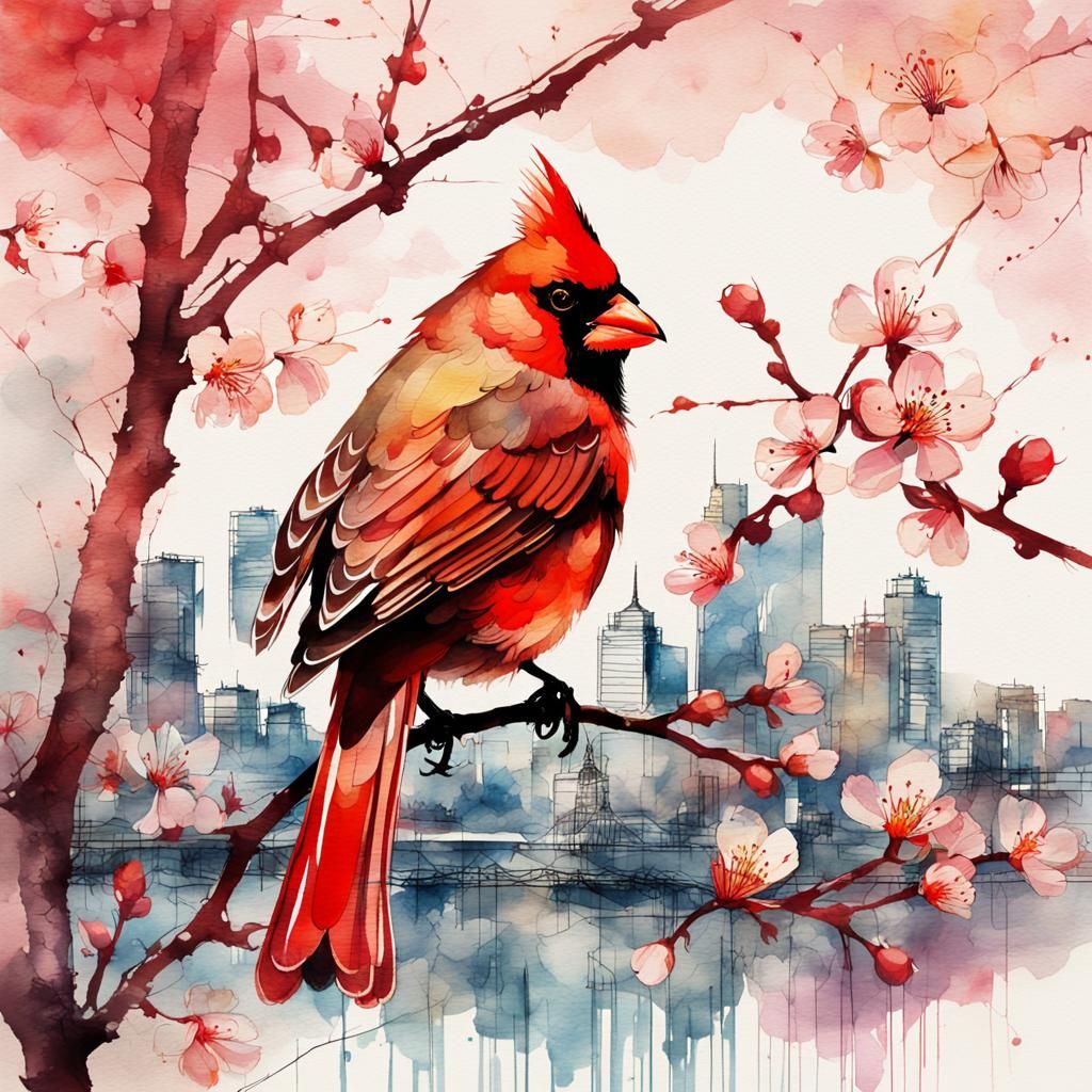 Cardinal  in spring