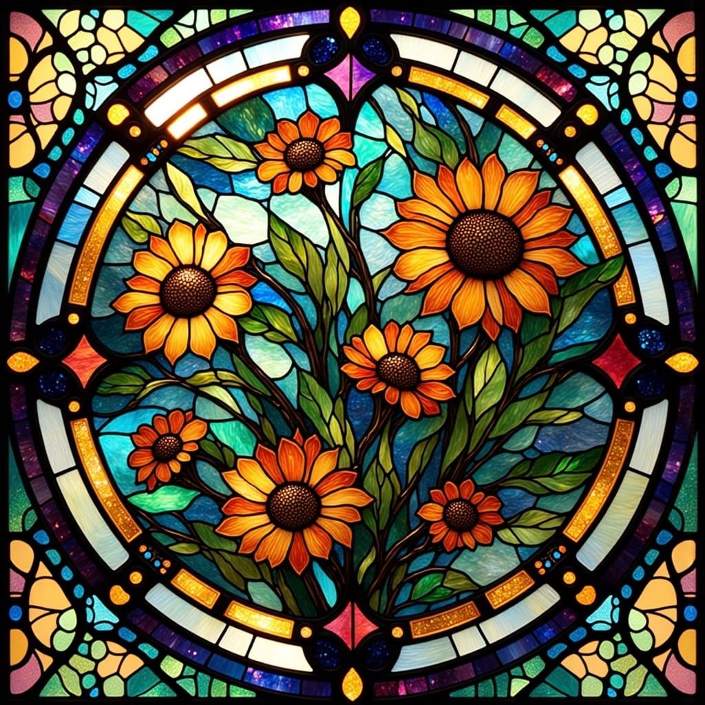 Stained glass art <lora:Stained Glass Flux:1.0>  rock and roll