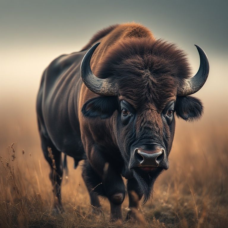 A portrait of a majestic buffalo