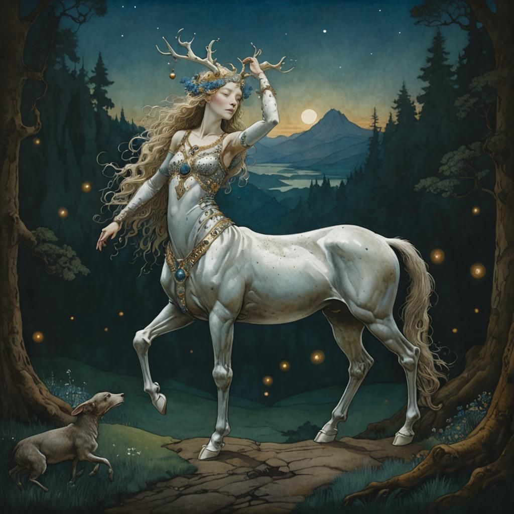 Silver centaur at twilight  by @Katie May