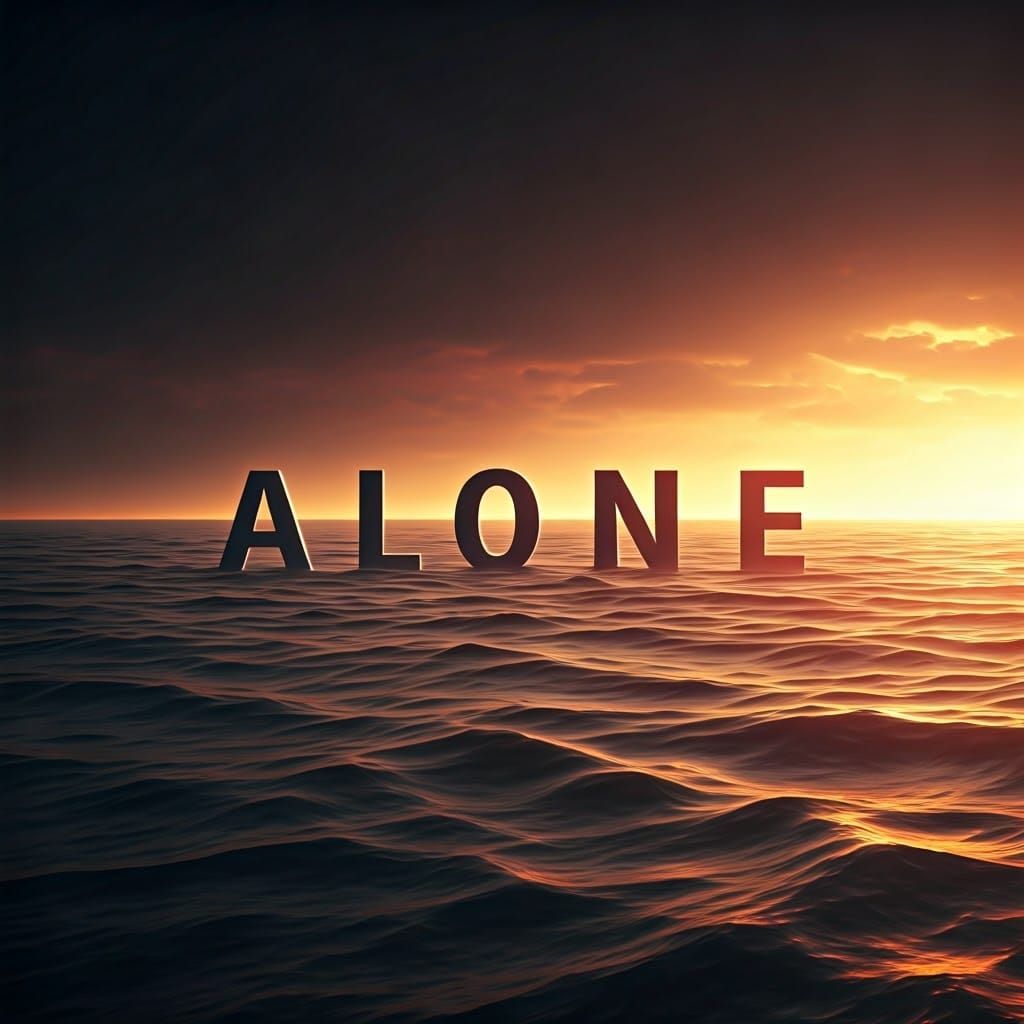 Ethereal Sunset Solitude Radiates from a Lone Word Floating ...