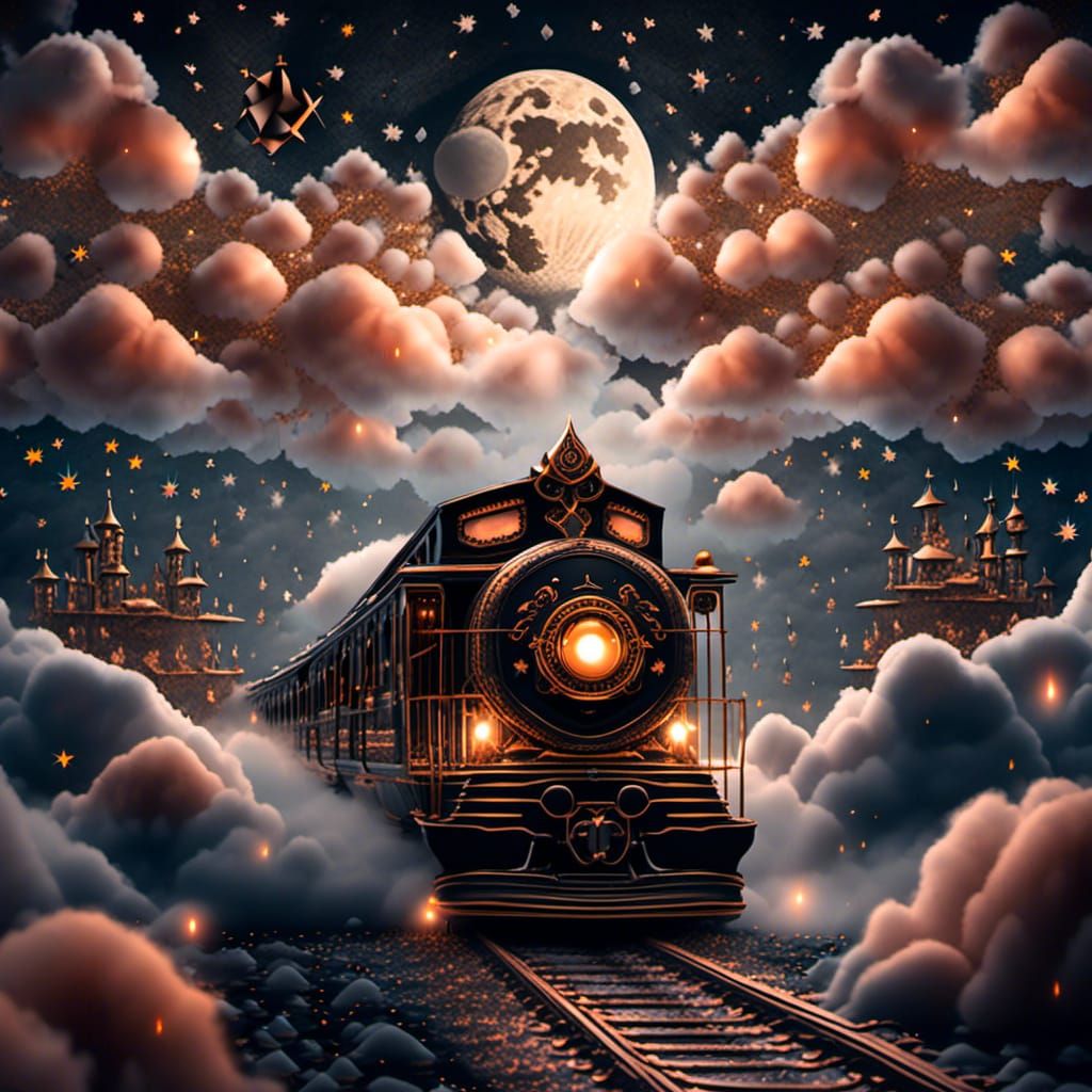 Night Train in the Sky - AI Generated Artwork - NightCafe Creator