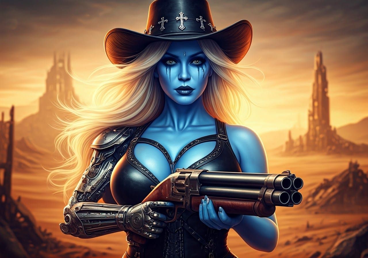 Christina Hendricks as a gunslinger