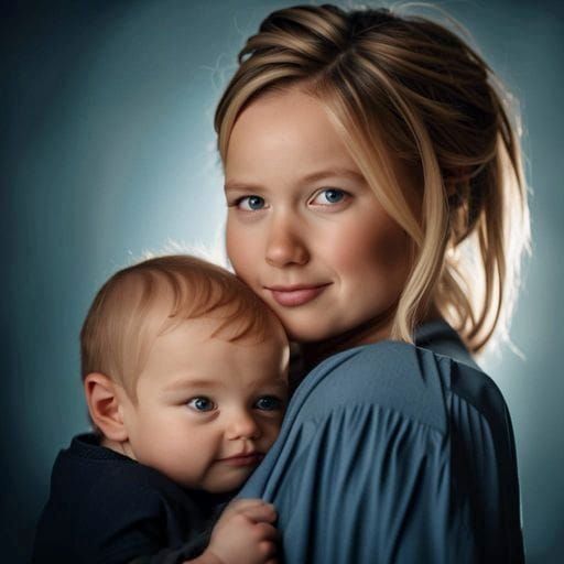 Beautiful young mums and bubs portrait (3D Papercut, Fillifr...