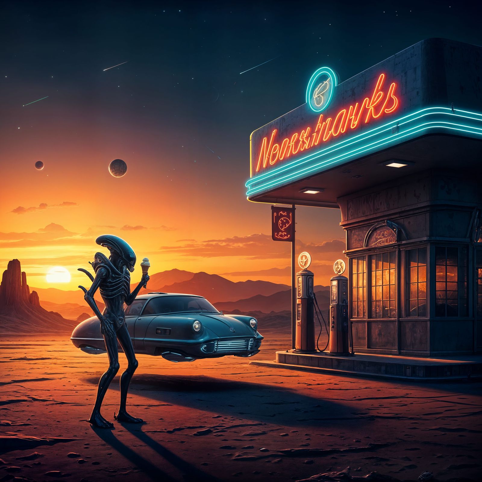 Martian gasoline station  by @Sarati