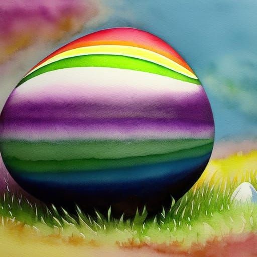 Easter Bunny Laying Rainbow Watercolor Easter Eggs Insanely ...