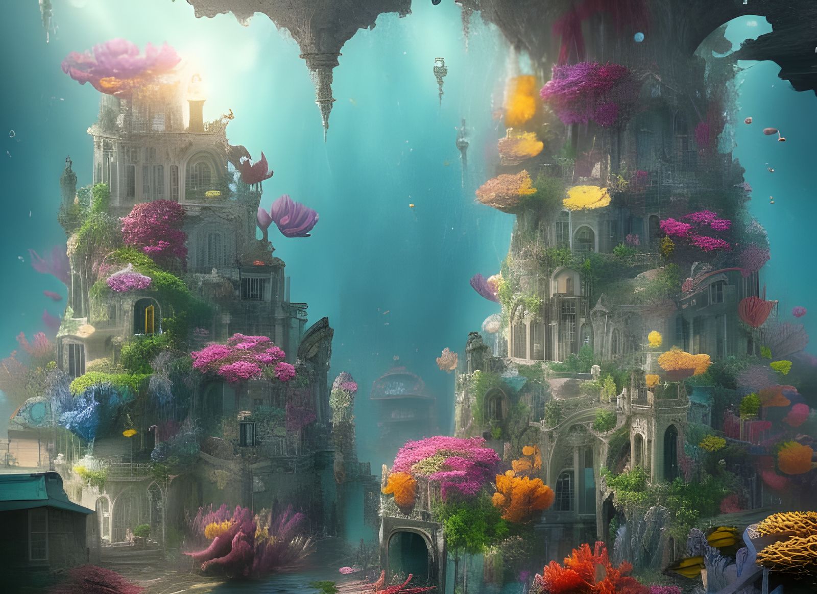 Gorgeous Underwater City  by @Retropius