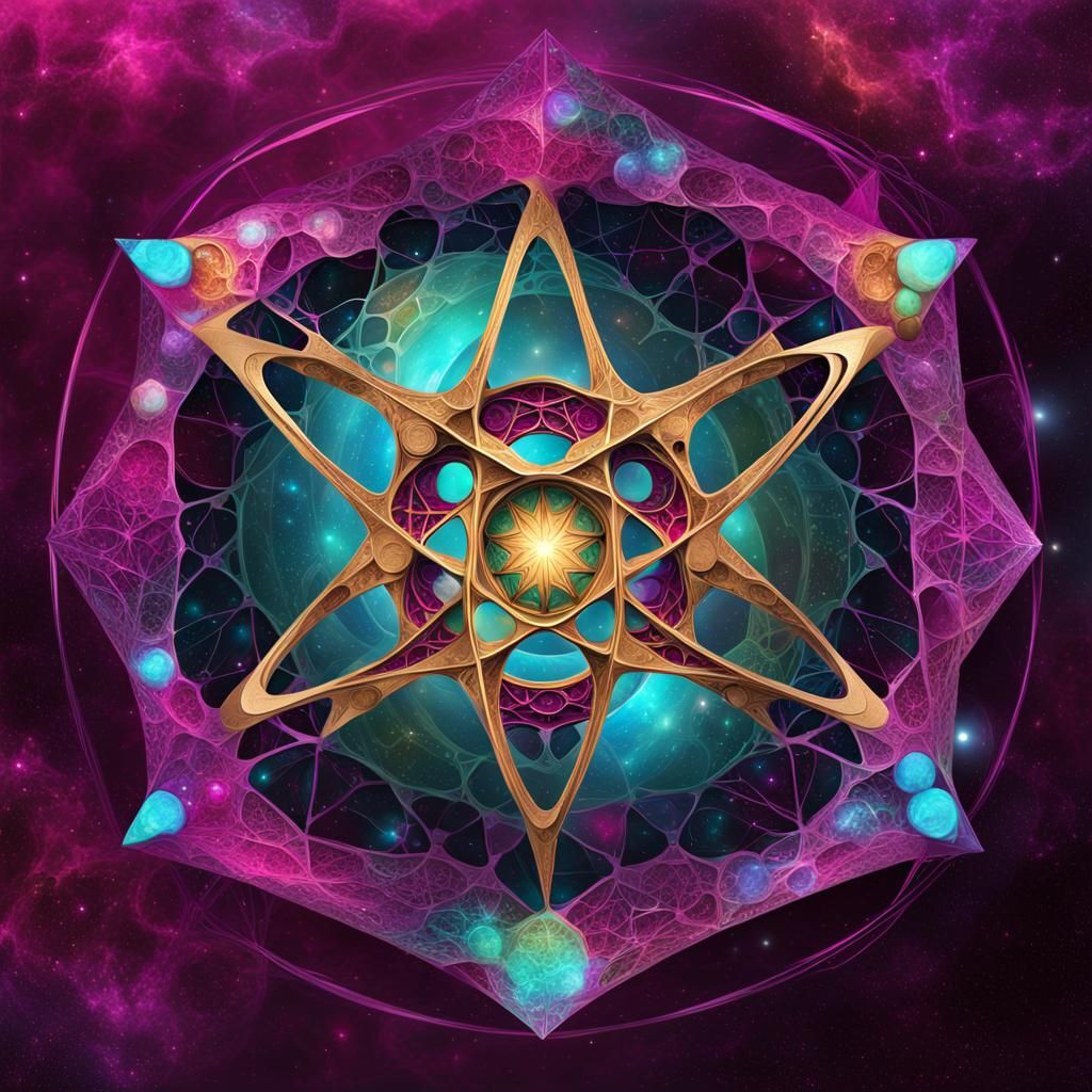 mutation's cube. Universe with nebulas outerspace with satur...