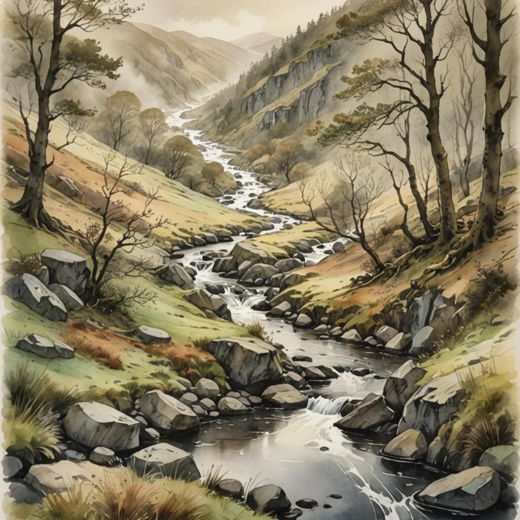 Brook among fells