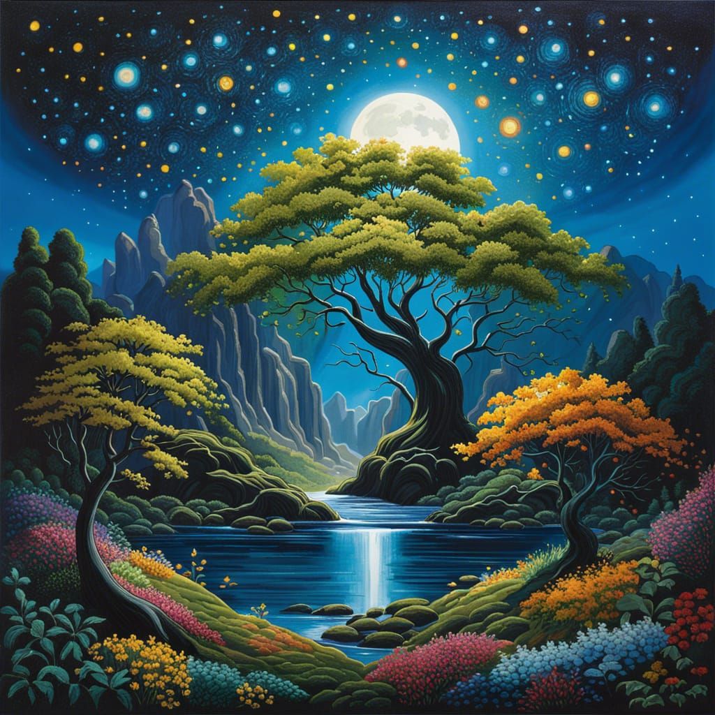 Majestic lake under the moon  by @Revenant_22