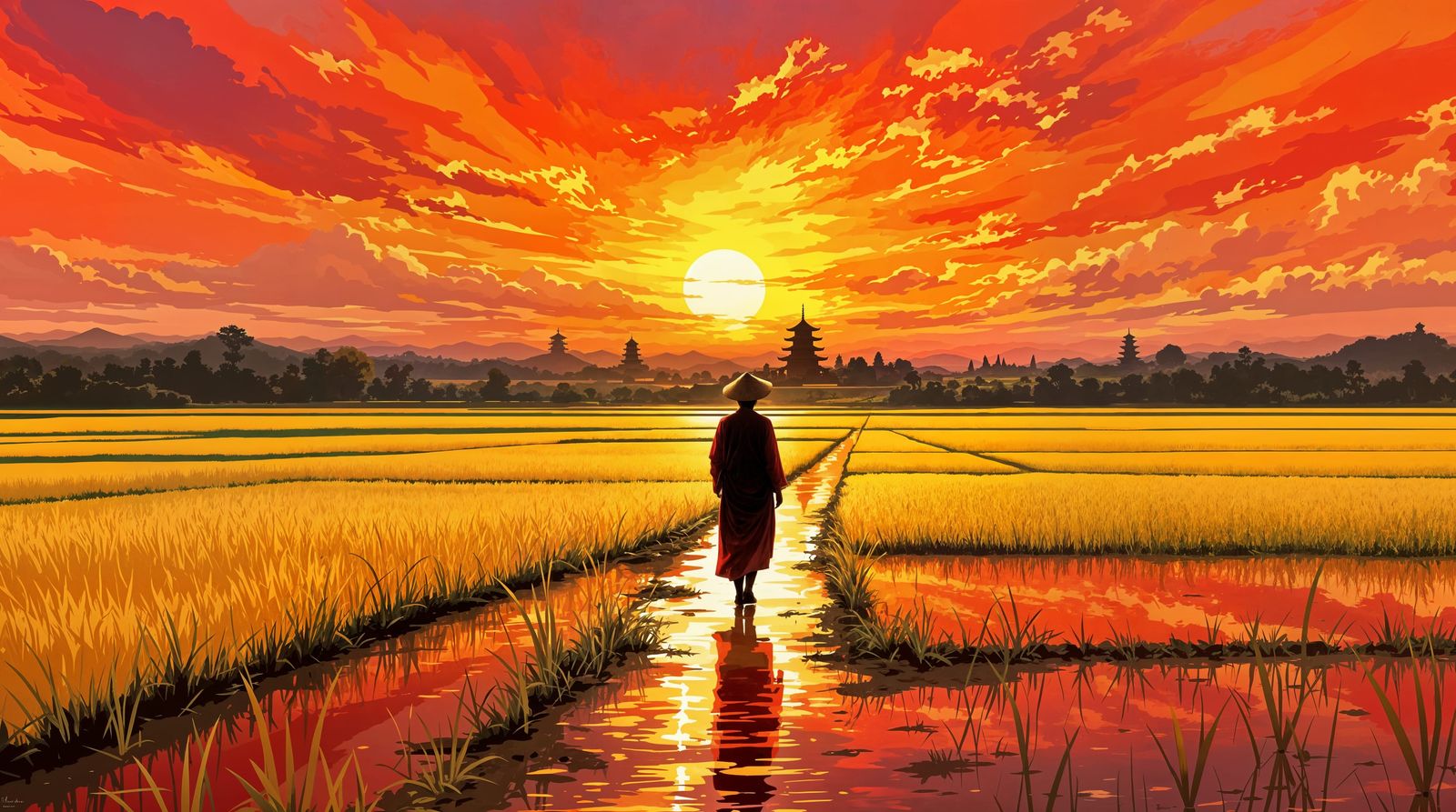 Sunset Journey Through the Paddies  by @Runarguten