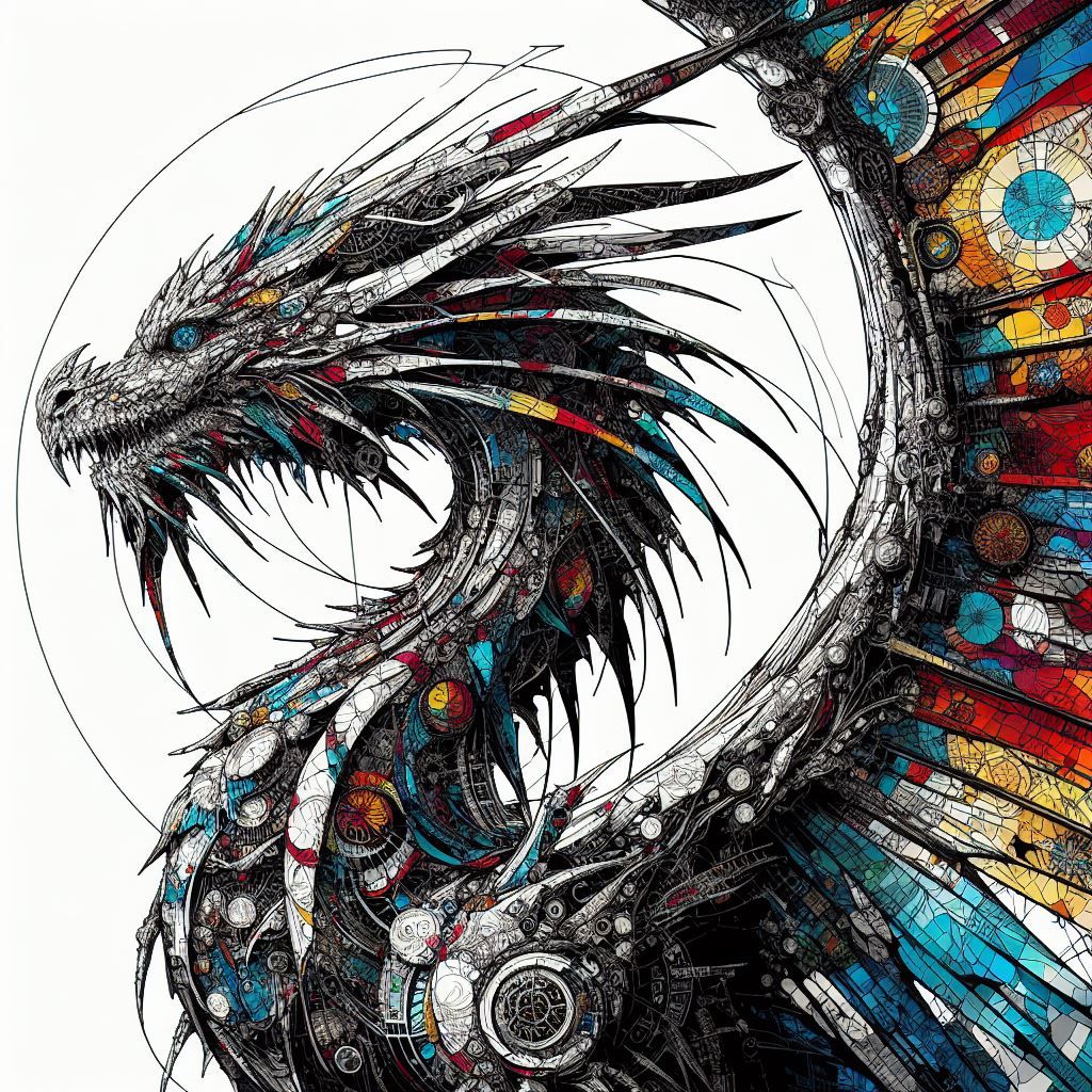 Dragon with Stained glass wings