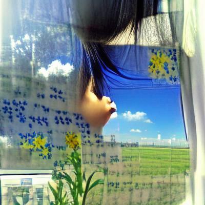 The girl was looking out the window everyday, dreaming, abou...