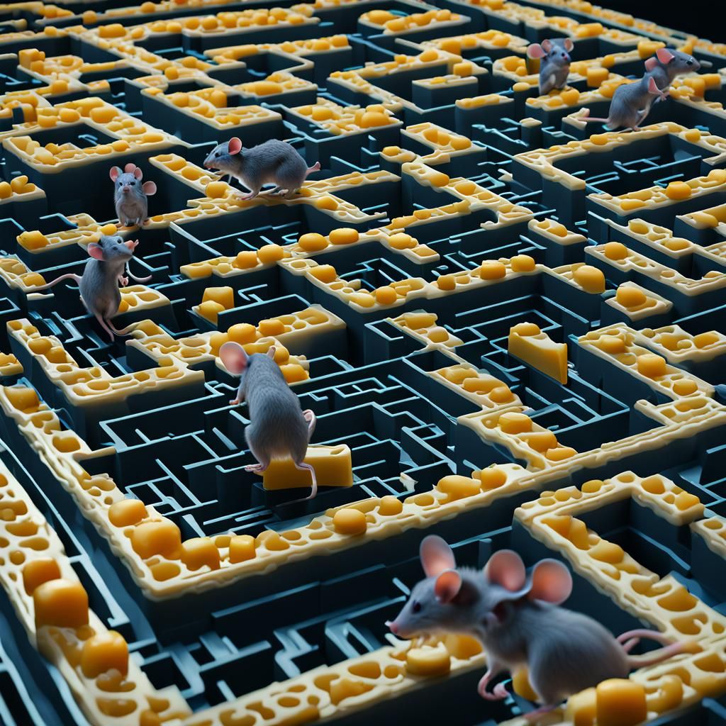 TRON mice running in huge cheese maze