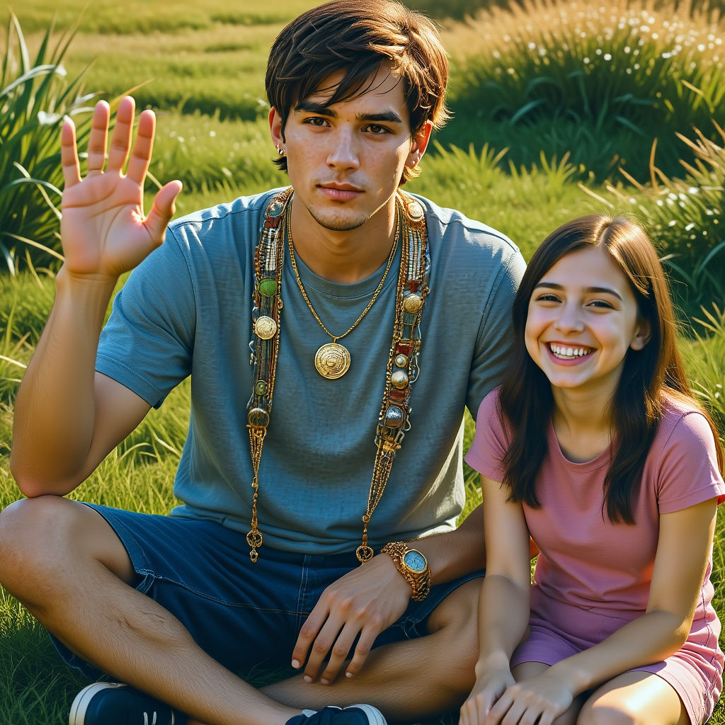 They wave bye bye and laugh