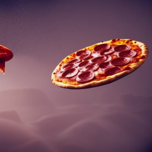 flying pepperoni pizza