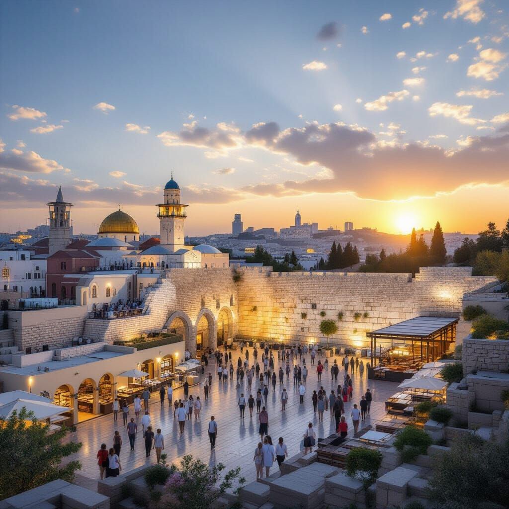 Western Wall Sunset in Realistic 3D Cinematic Style