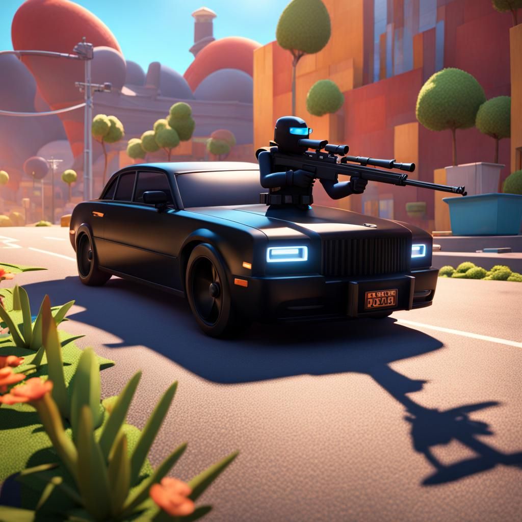 Roblox man shoots man in black car in the head with a sniper...