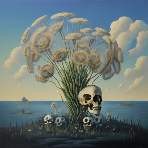 skulls blowing in the wind l Iike dandelions