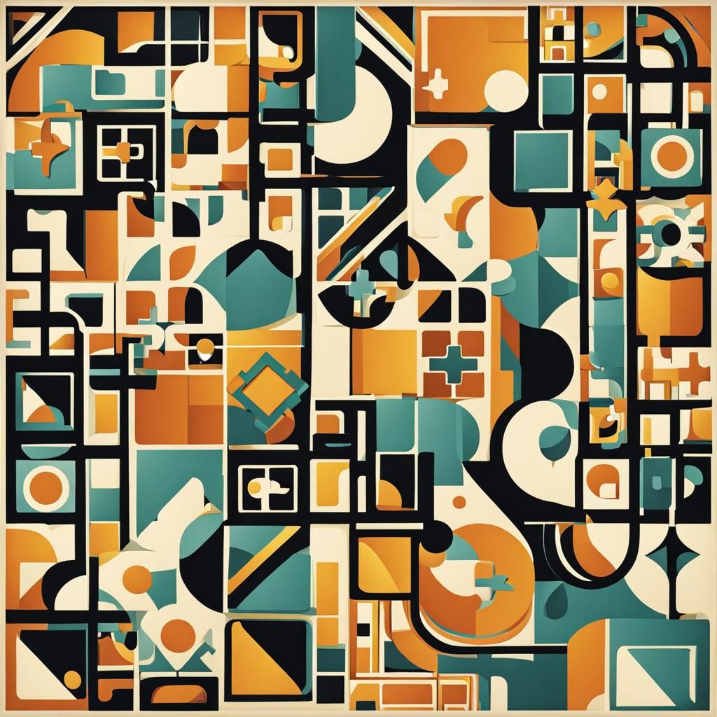 Abstract puzzle pieces and tile styled abstract 
1920s theme...