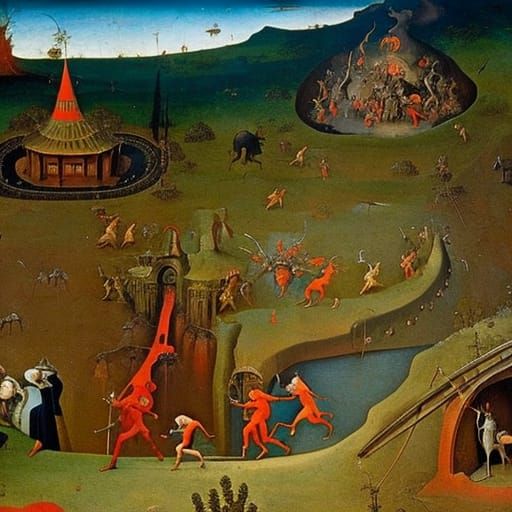 Herronimus Bosch's 'Path to the Underworld' painting depicts...