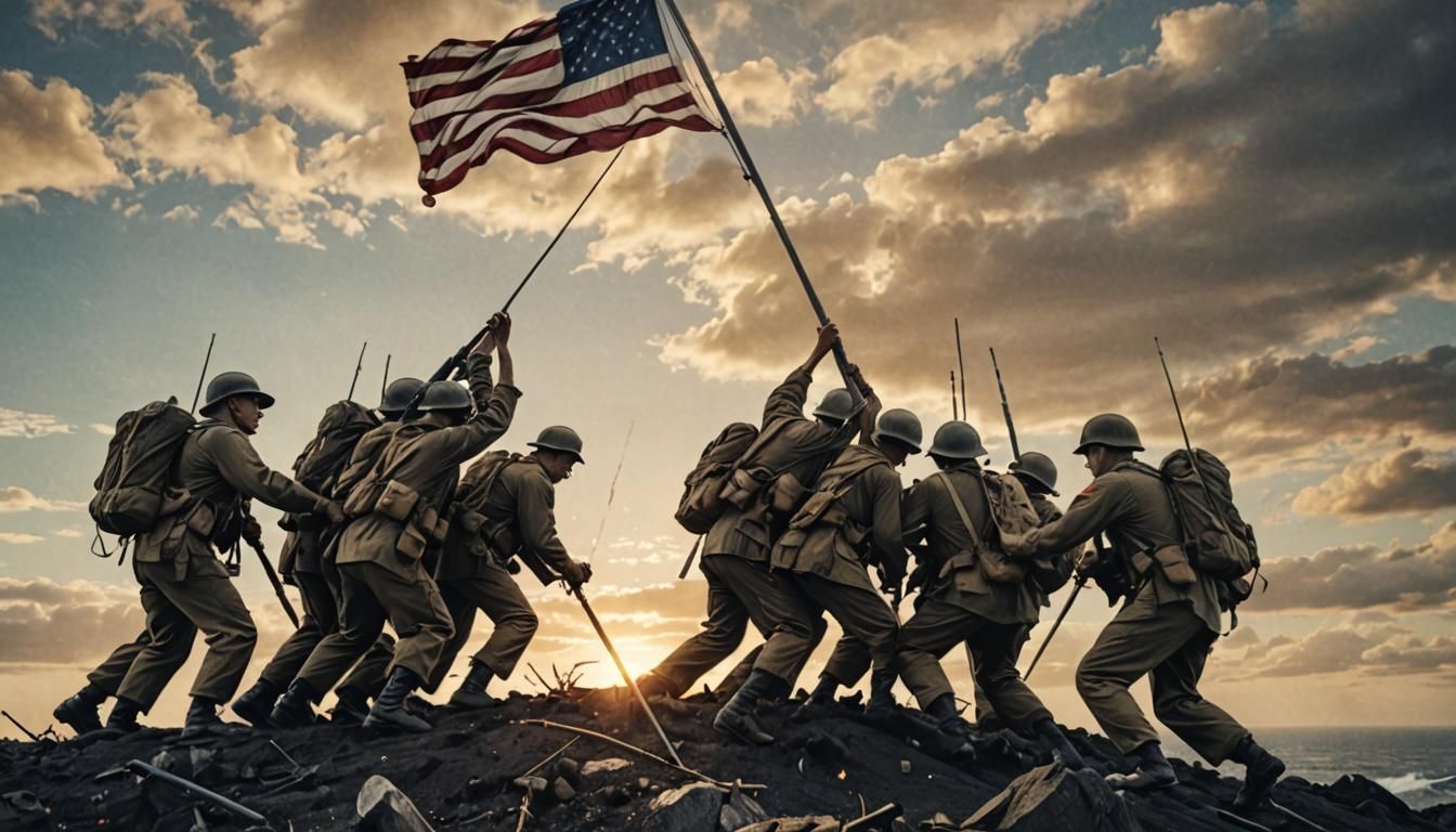 Raising of the flag on Iwo Jima by the US marines.  by @ErikChieftain