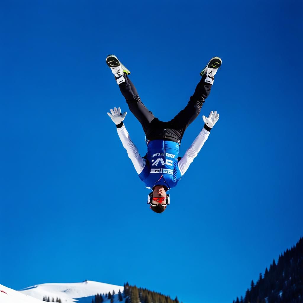 Ski jumper upside-down in the air   by @Vonne