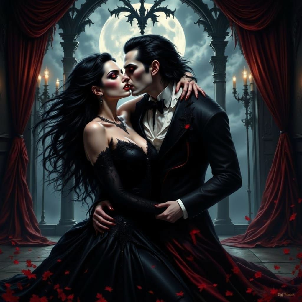 <lora:Vampire with fangs:1.0> <lora:Dark Vampiress:1.0> <lora:Flux Vampire:1.0> "Vampiress holding victim"