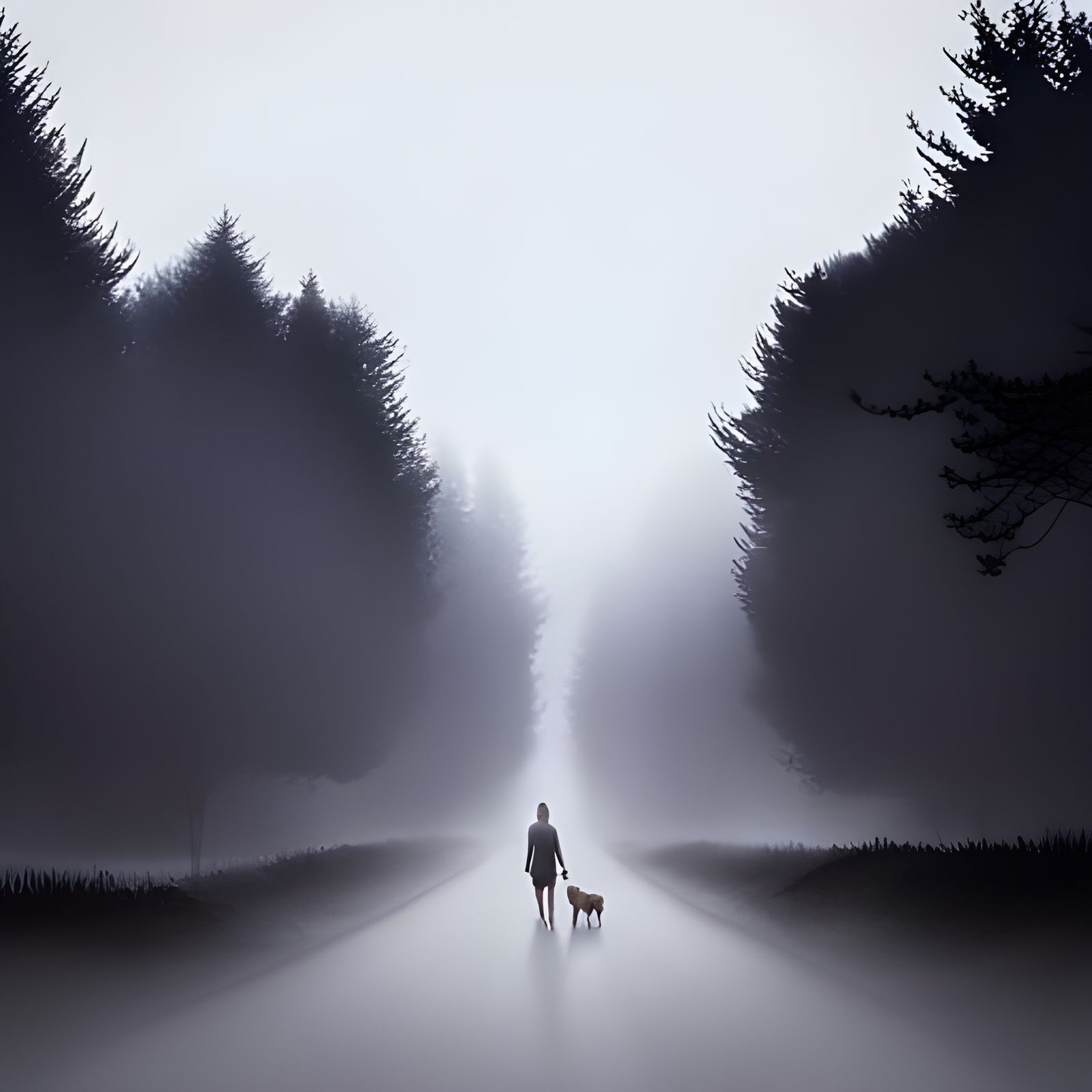 Me and Dog in a foggy Scottish lane  by @BinaryDragon