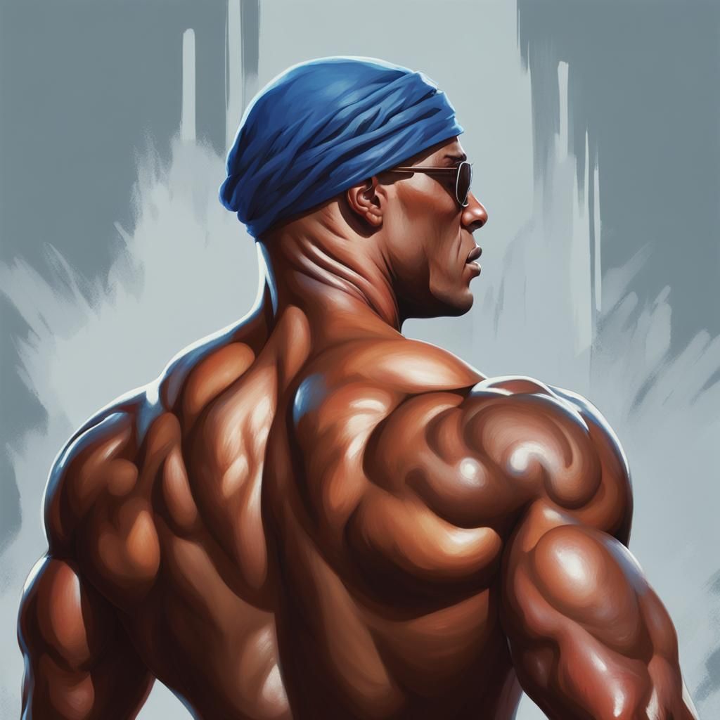 Muscular L. L. Cool J, (clean shaven: 1.3), bald with dorag,...