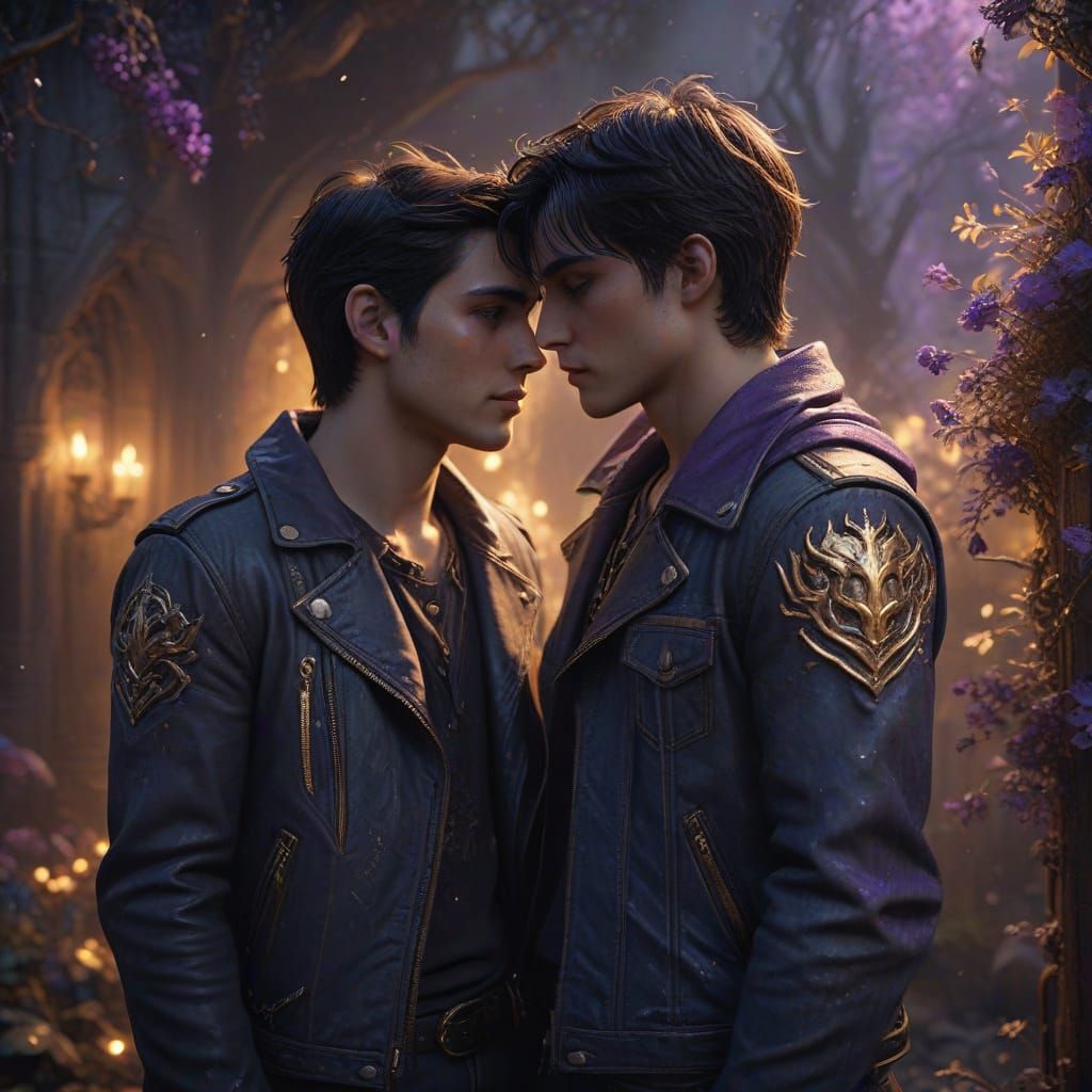 Tender Moment of Intimacy in a Whimsical Realm