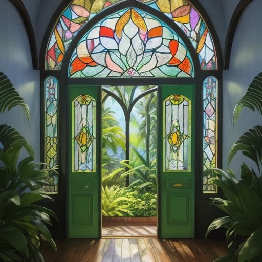stained glass tropical home
