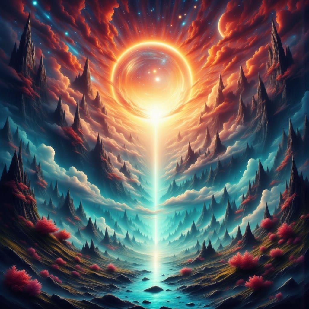 Portal to a Loving World Amidst Chaos, 8K Concept Art