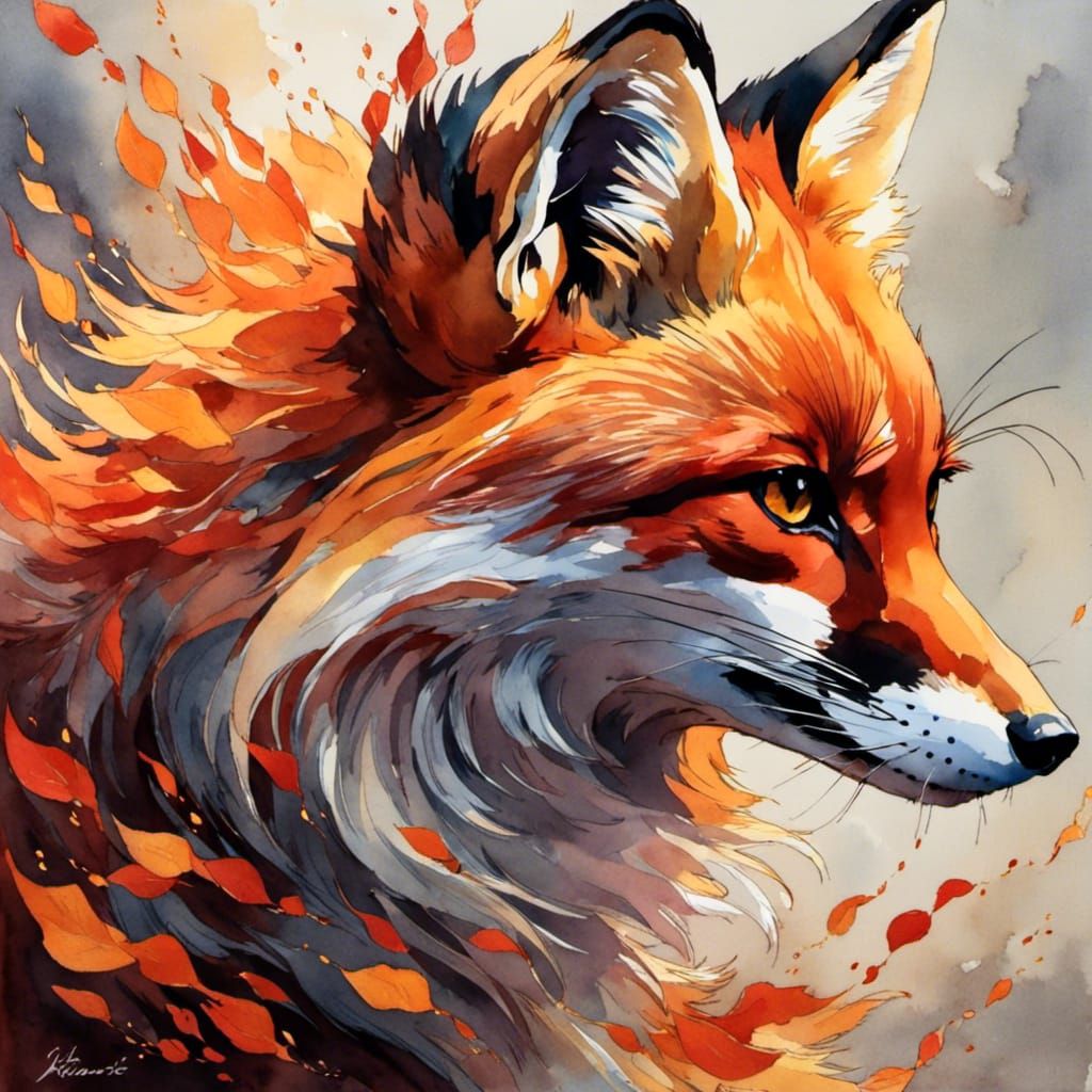 fox made of fire <lora:Soft Animals:1.0> 