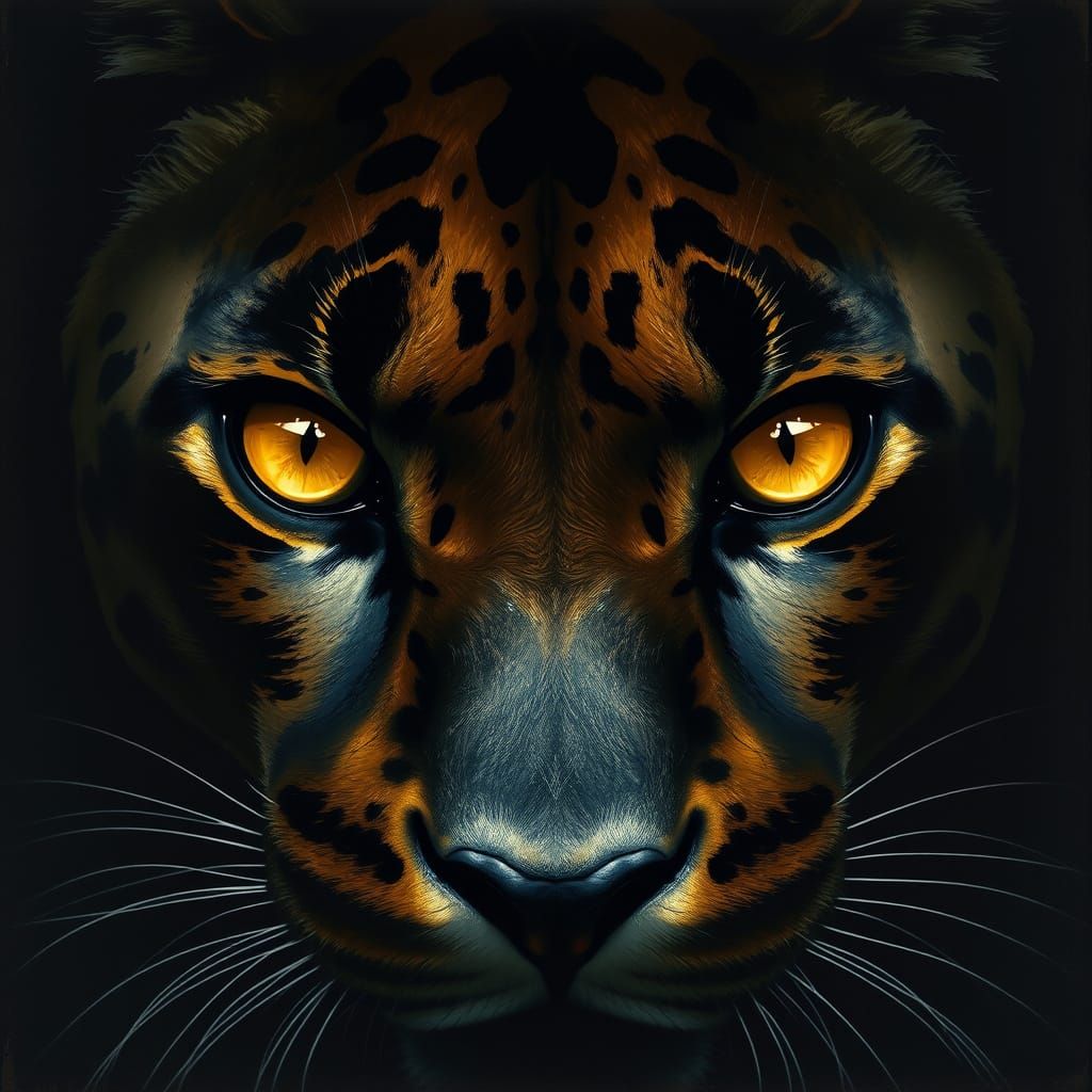 Ultra close up shot of a pantera eyes when he is ready to attack. 