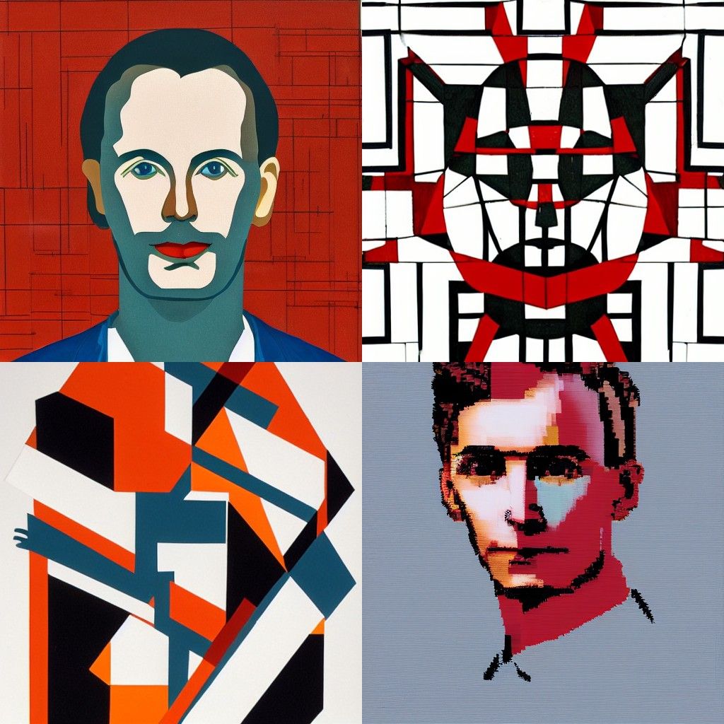A portrait in the style of Modular constructivism