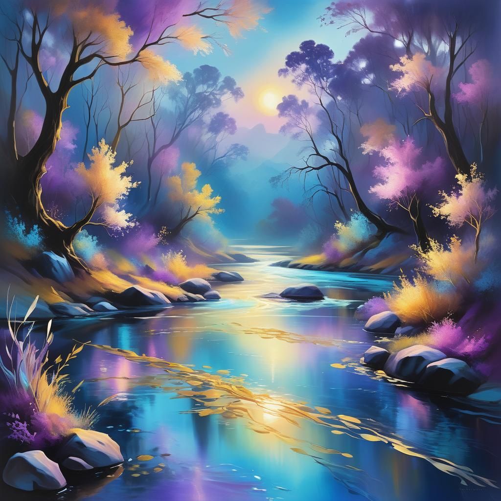 Abstract surrealistic river