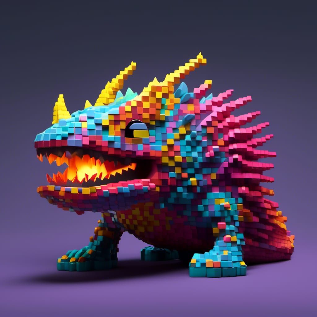  <lora:Modern-Pixelation:0.5>Colourful dragon