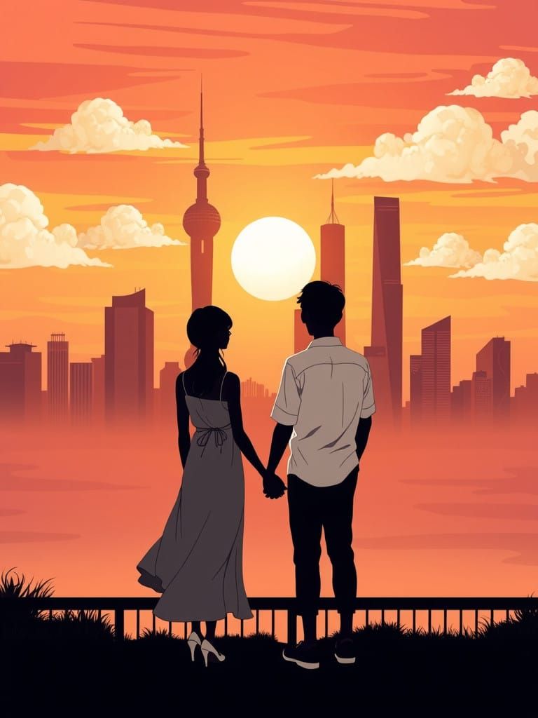 Romantic Shanghai Sunset Couple