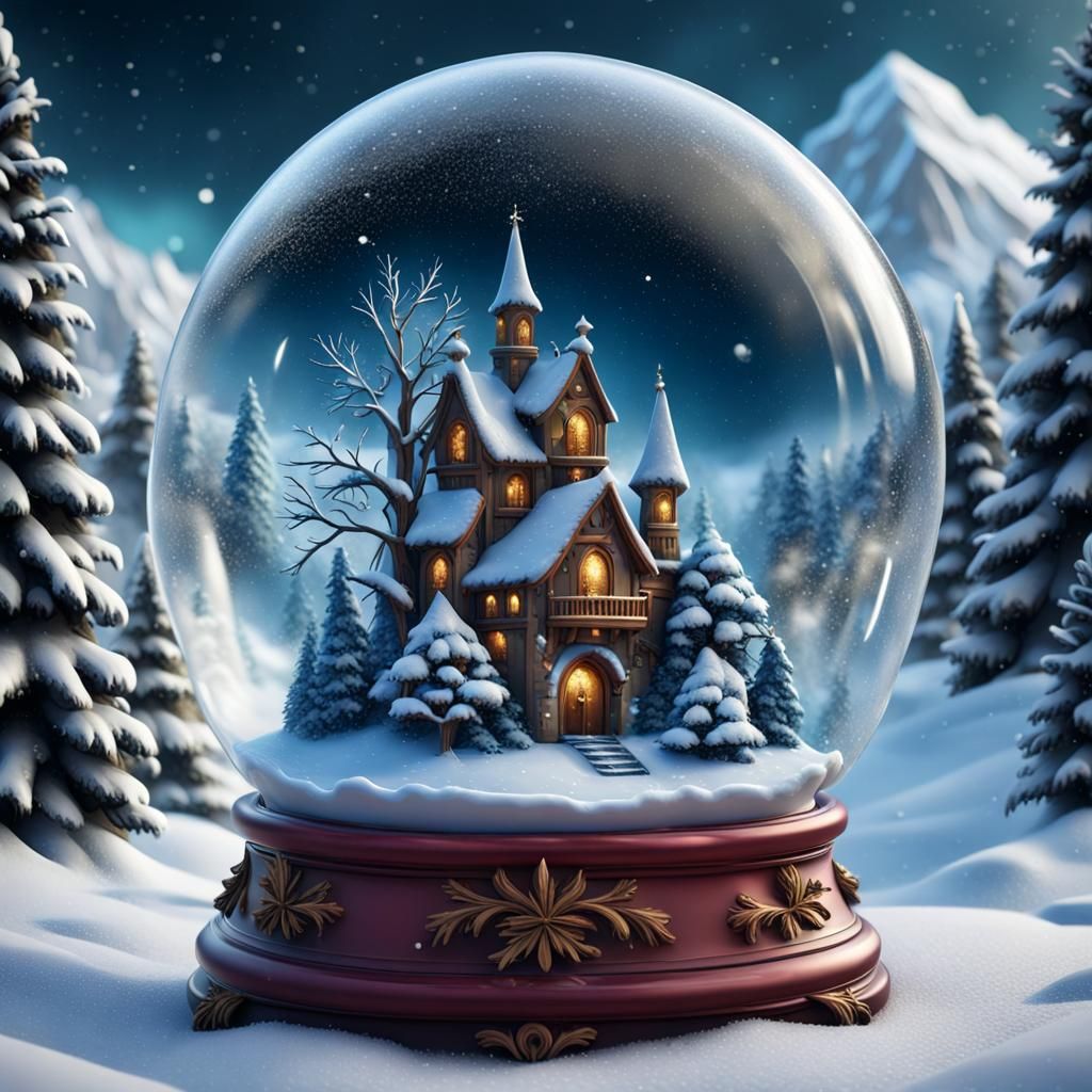 Beautiful winter Christmas snow globe AI Generated Artwork