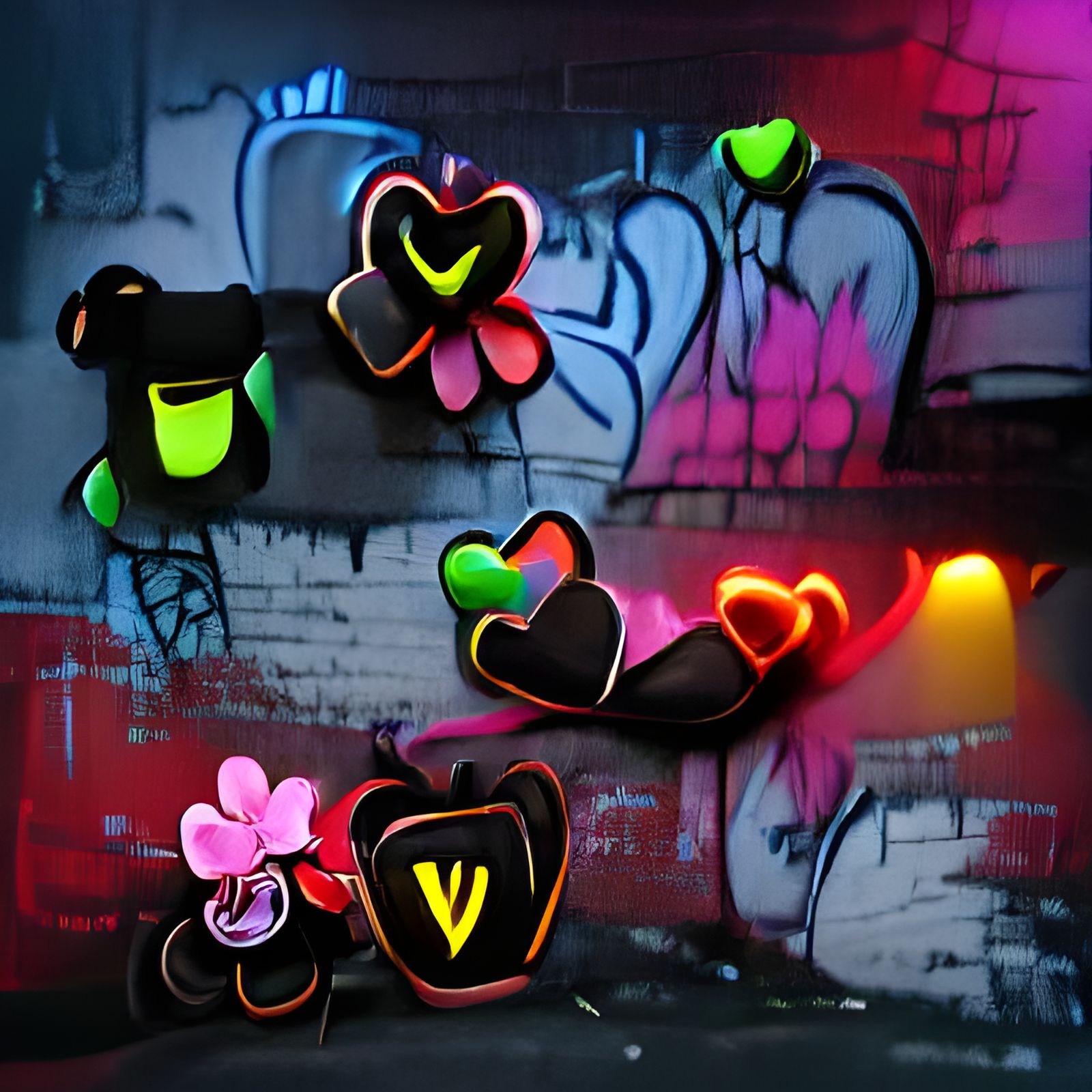 Hearts, flowers, bows, Valentine.