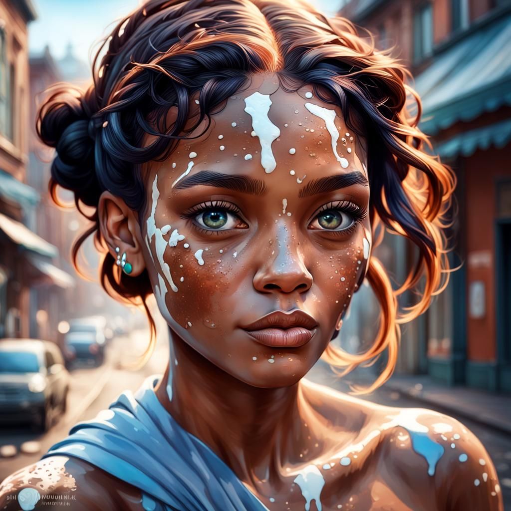 beautiful female with vitiligo:
